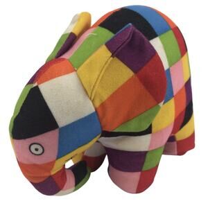 Vintage Elmer the Patchwork Elephant Plush 1993 David McKee 6" Stuffed Animal